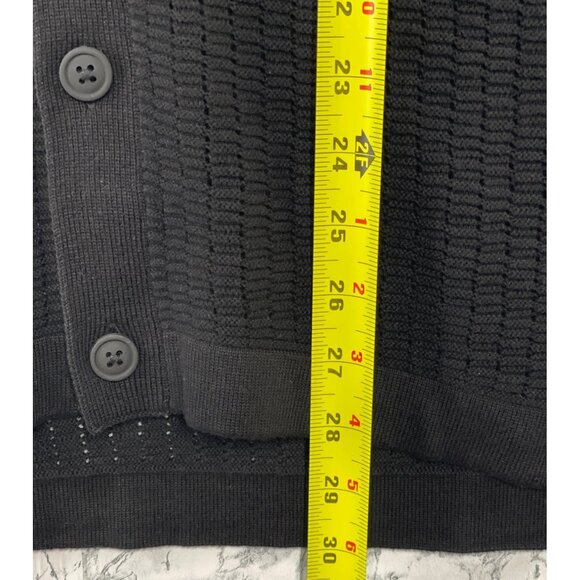 DKNY Mens  Size M Black Short-Sleeve Open-Knit Button-Up Shirt - Picture 5 of 11